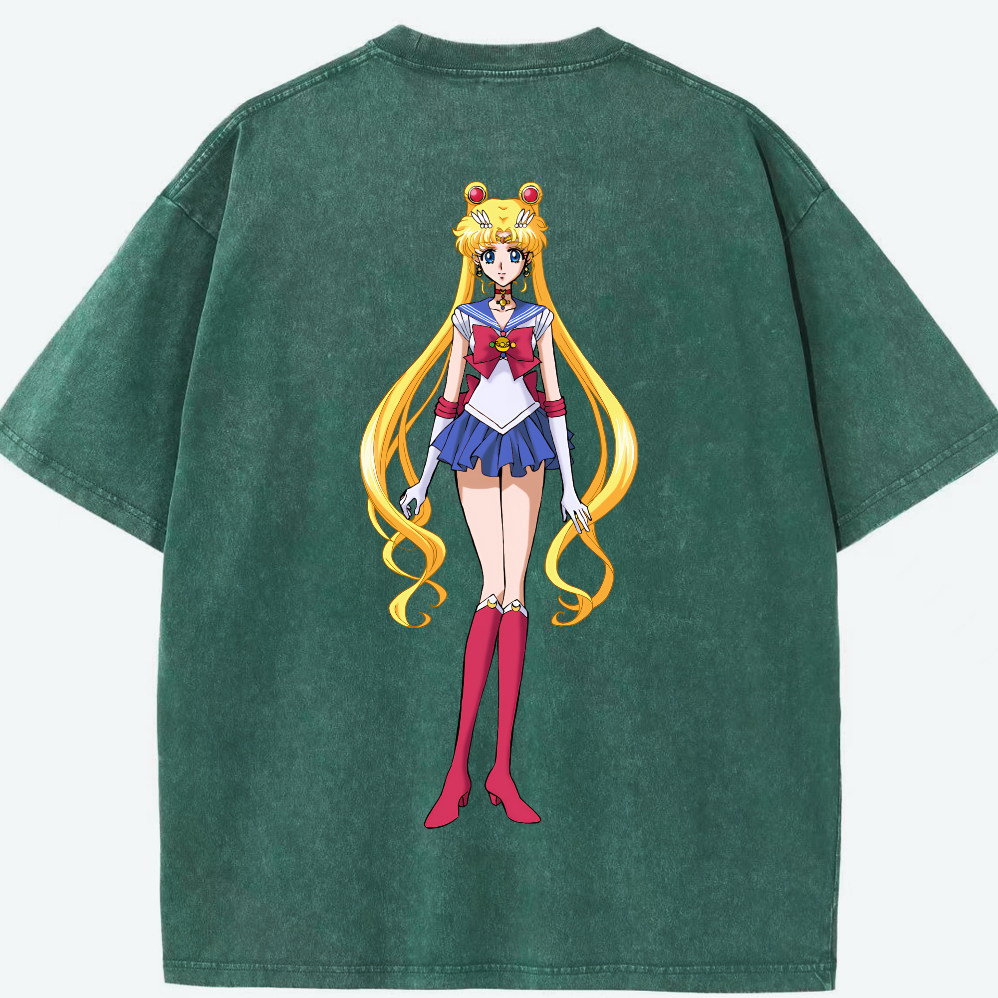 （画像用） 美少女戦士セーラームーン 月野 うさぎ つきの うさぎ Sailor Moon Tsukino Usagi 綿100% ヴィンテージ風 半袖Tシャツ（背面プリント）